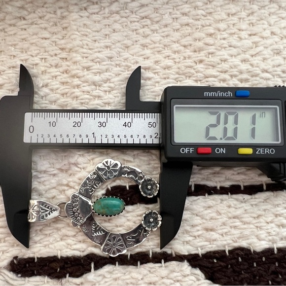 ❤️ Kingman Turquoise Navajo Sterling Silver Decorative NAJA Pendant 12.1G - 2”L - Picture 11 of 16